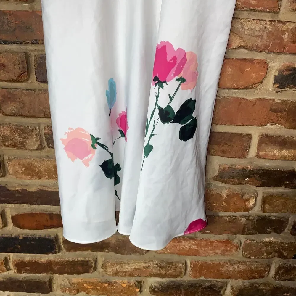 Kate Spade White Floral Slip Dress Sleepwear Nightgown Women's Size Medium